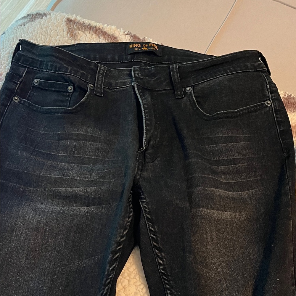 Ring of Fire Washed Black Straight Jeans